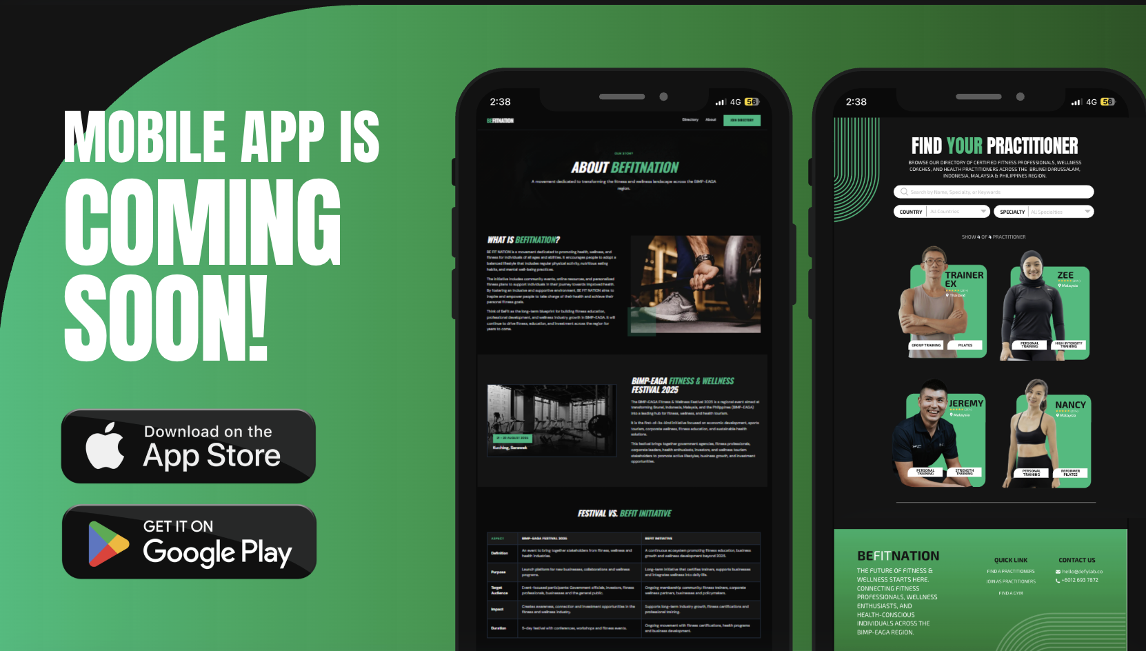 BeFitNation Mobile App Coming Soon - Available on App Store and Google Play